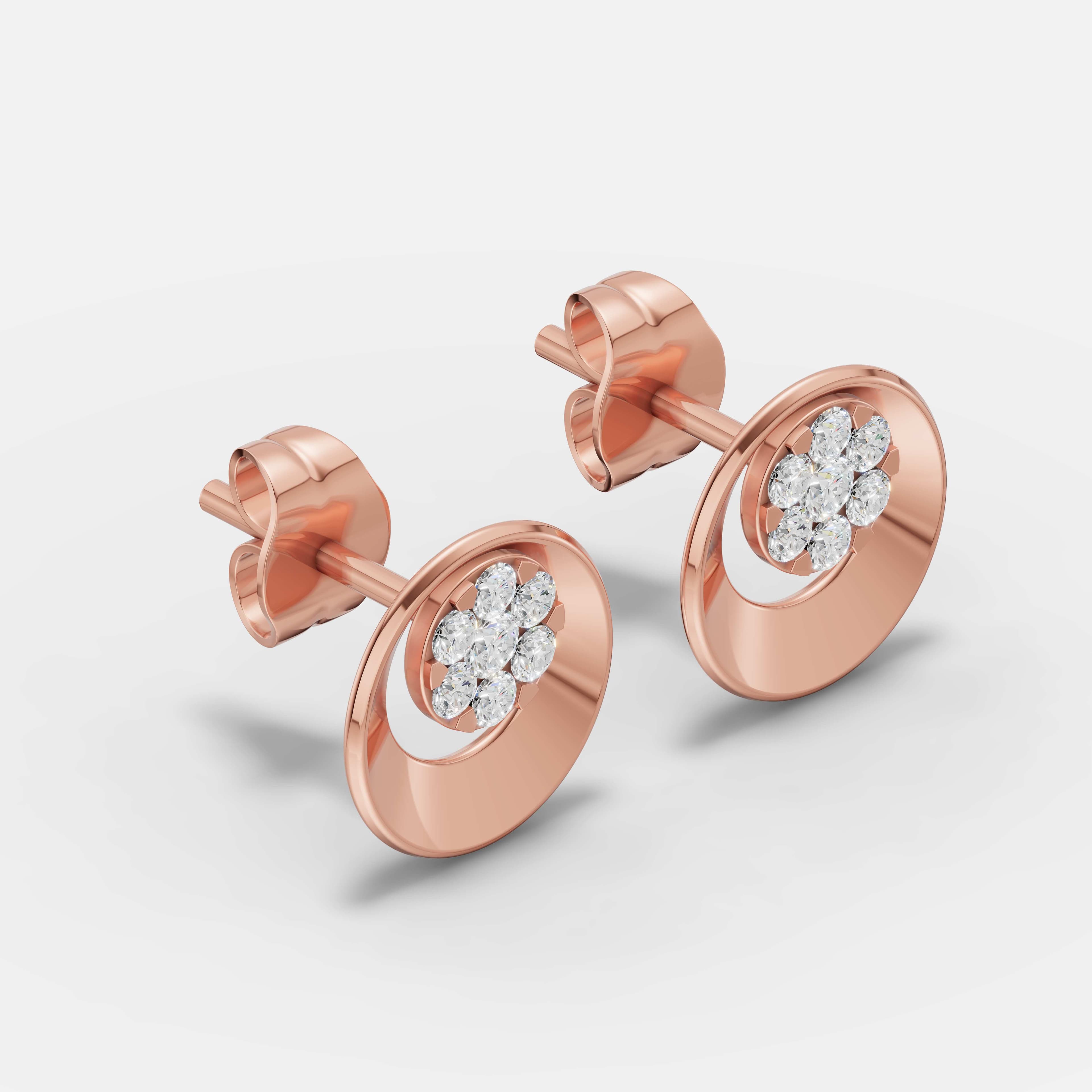 Circle Dot Diamond Studs - 2
