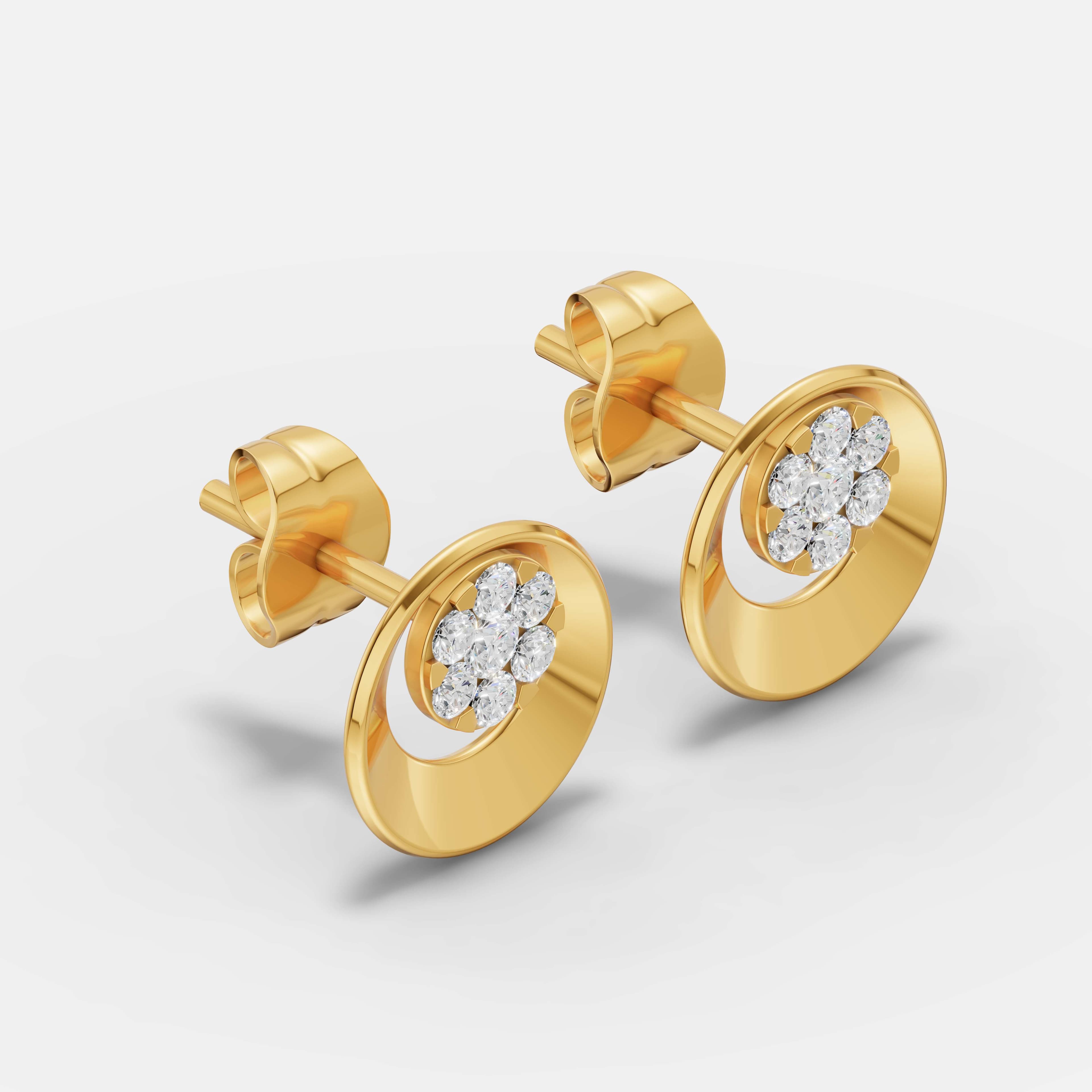 Circle Dot Diamond Studs - 2